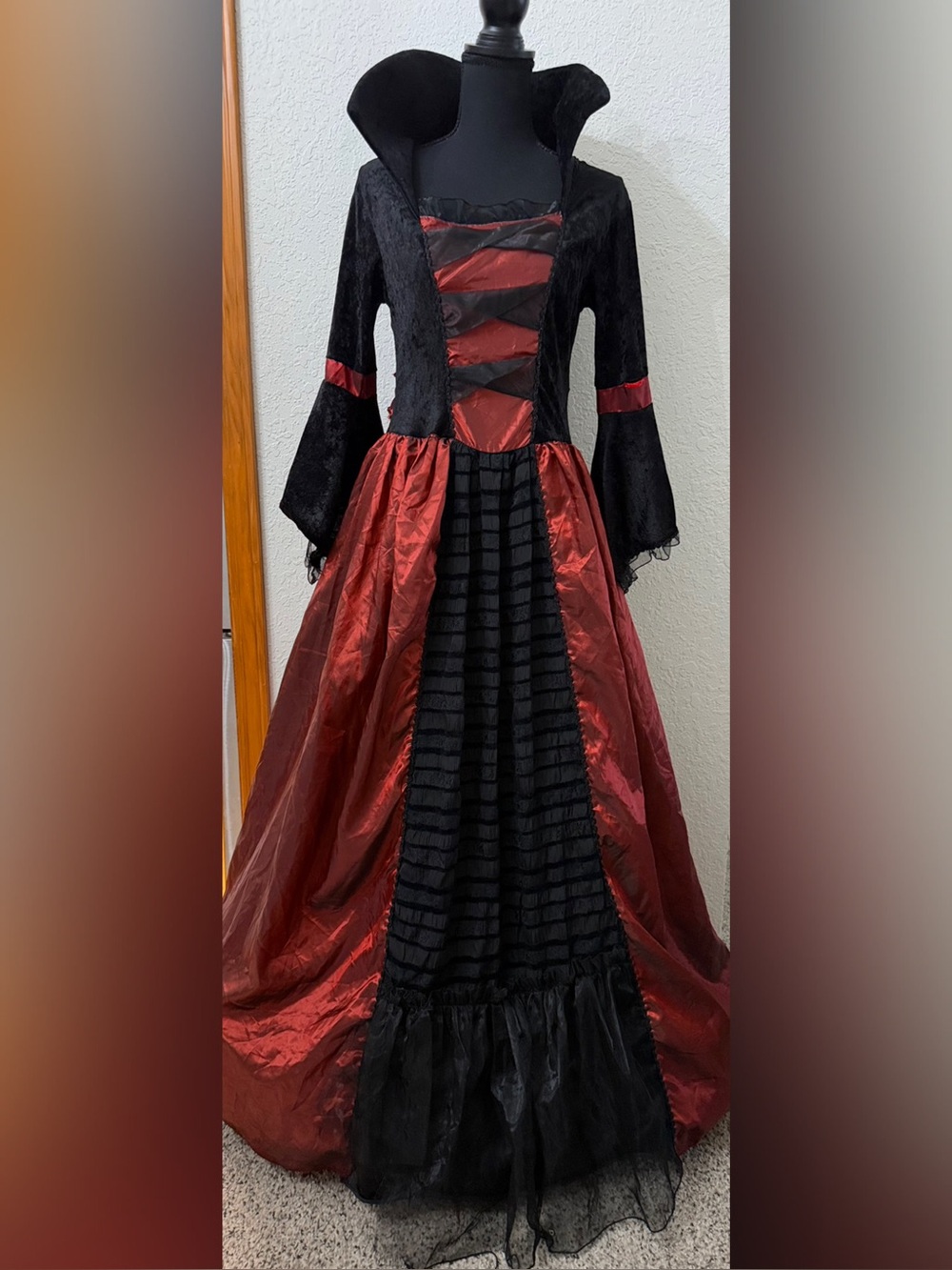 Red and Black Medieval Style Queen or Vampire Costume Dress